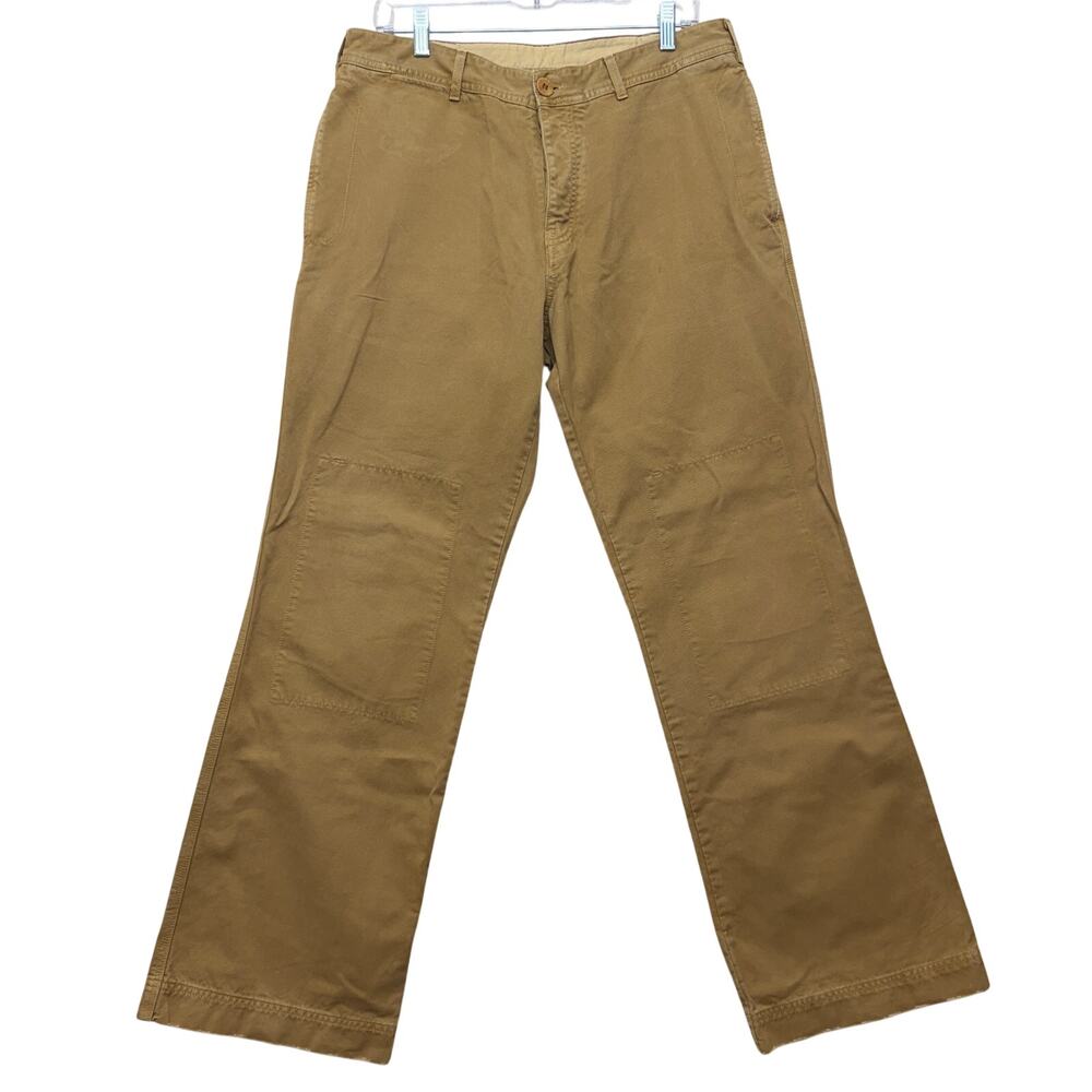 Ted Baker Canvas Jeans 34 Brown Double Knee Wide Leg Military Fatigue Utility